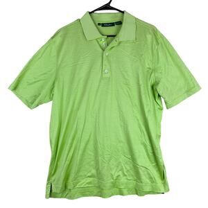 Bobby Jones Mens Shirt Bright Green Stripe Golf Polo 100% Cotton Athletic Large